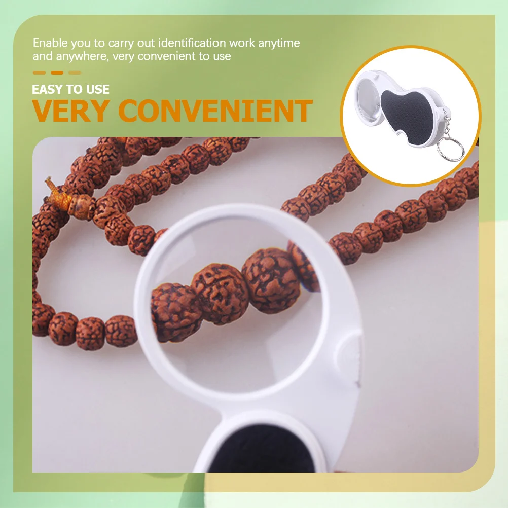 

Led Magnifying Glass Portable Foldable Pocket Lens For Reading Jewelry Inspection Crafts Keychain Lightweight Durable Tool