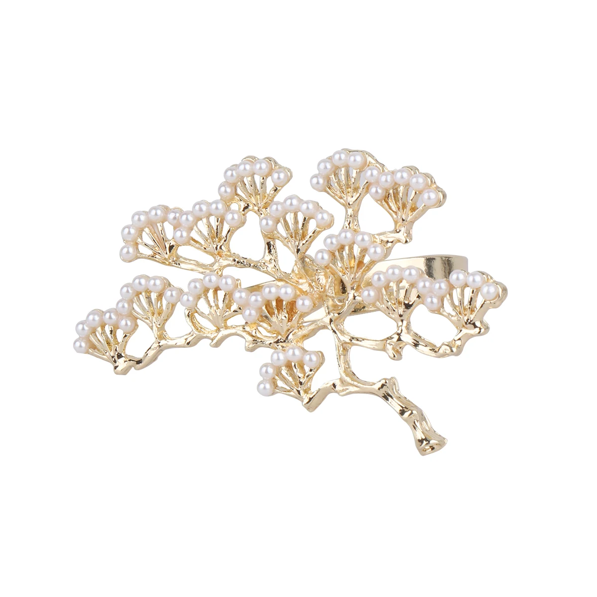 

2 pcs Pine Shaped Napkin Ring Pearled Tree Holder for Restaurant Banquet Dinner Elegant Wedding Events