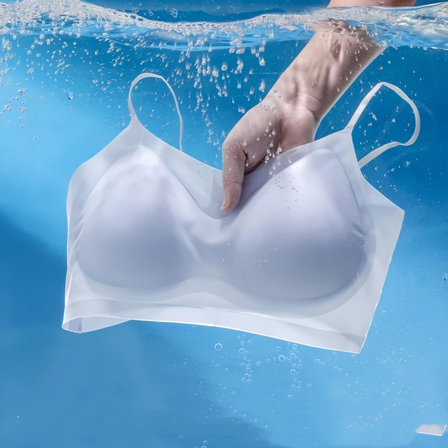 Sujetadores sin costuras ultrafinos para mujer ropa interior inalambrica transpirable lenceria Sexy de pecho pequeno sujetador de realce acolchado Top de tubo Sexy