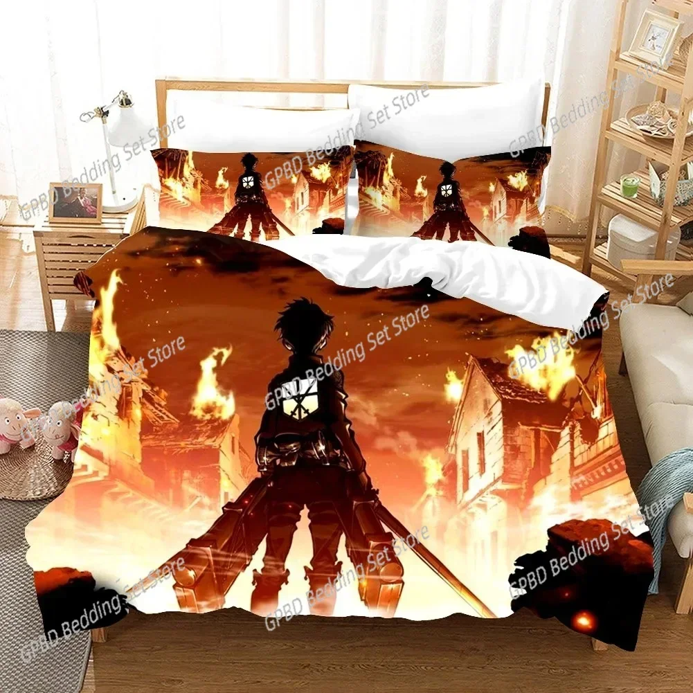 3D Printed Attack On Titan AOT Comfortable Duvet Quilt Cover Pillowcase Bedding Set Children Bedroom Decoration Home Textile