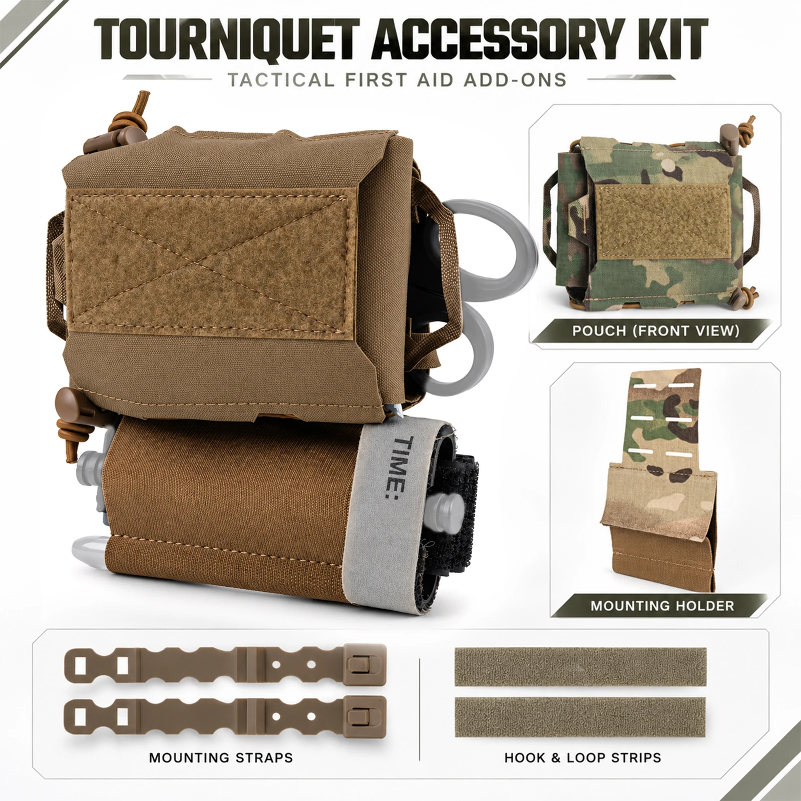 Tactical IFAK Pouch Tourniquet Holder MOLLE First Aid Organizer Split Design Quick Access for Outdoor Training Preparedness