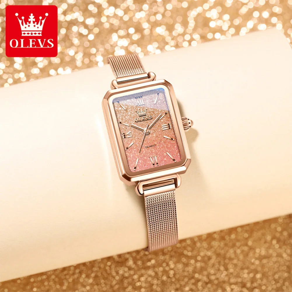 OLEVS 5705 Women's Watch Elegant Luxury Steel Mesh Strap Waterproof Ladies Quartz Wristwatch Original Fashion