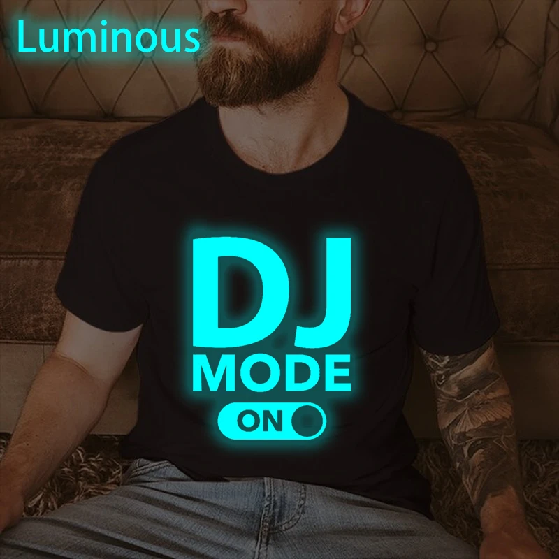 

New Men Women Dj Mode Print Luminous Trendy T-shirt Women Men Short Sleeve Harajuku DJ Graphics Glowing Male Tshirts