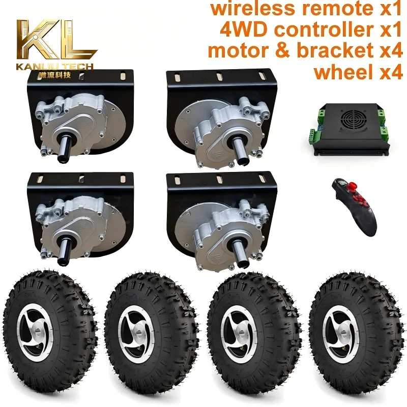 4WD 1000W Electric Four Drive Kit 4.10-4 Off-road Tires 10 Inch Wheel Hub Cart 250W Motor With Wireless Remote Control