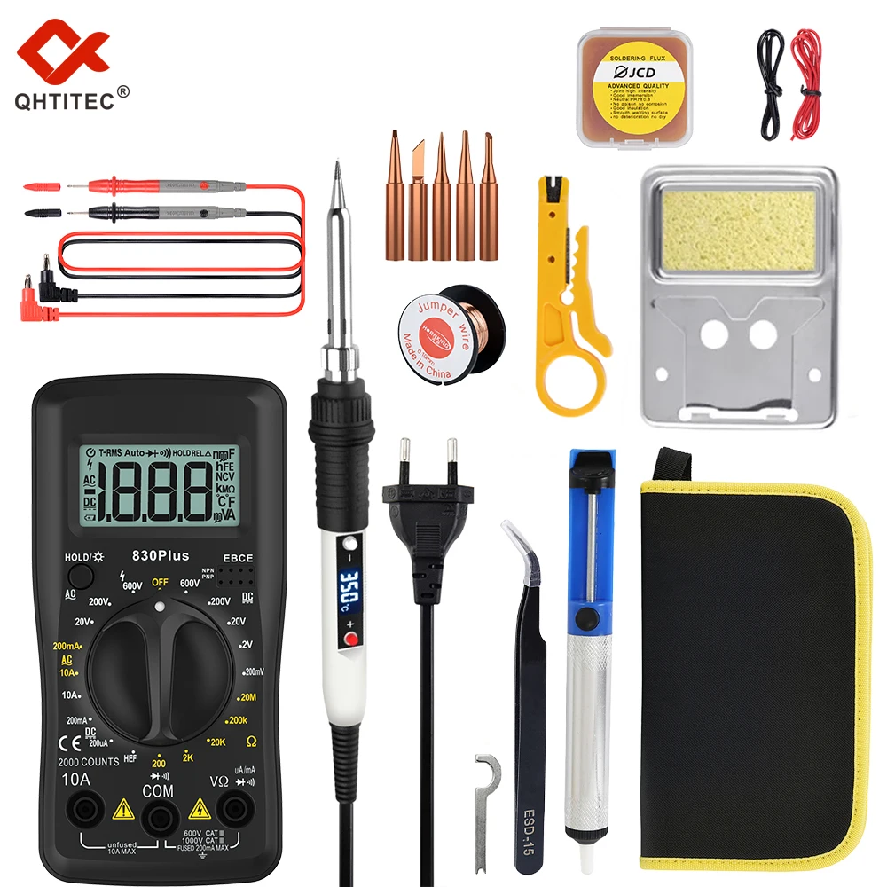 

QHTITEC Digital Electric Soldering Iron Temperature Adjustable LCD display With multi-function multimeter Solder welding tools