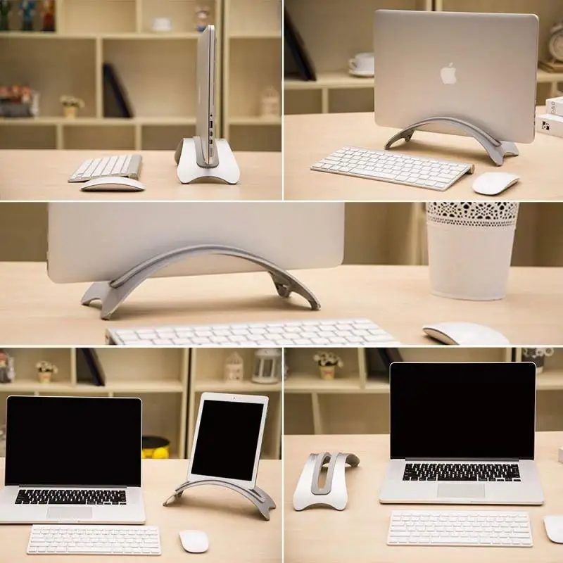 Aluminum Vertical Laptop Stand Space-saving Desk Accessories Desktop Erected Holder for MacBook Pro Air Laptop Accessories