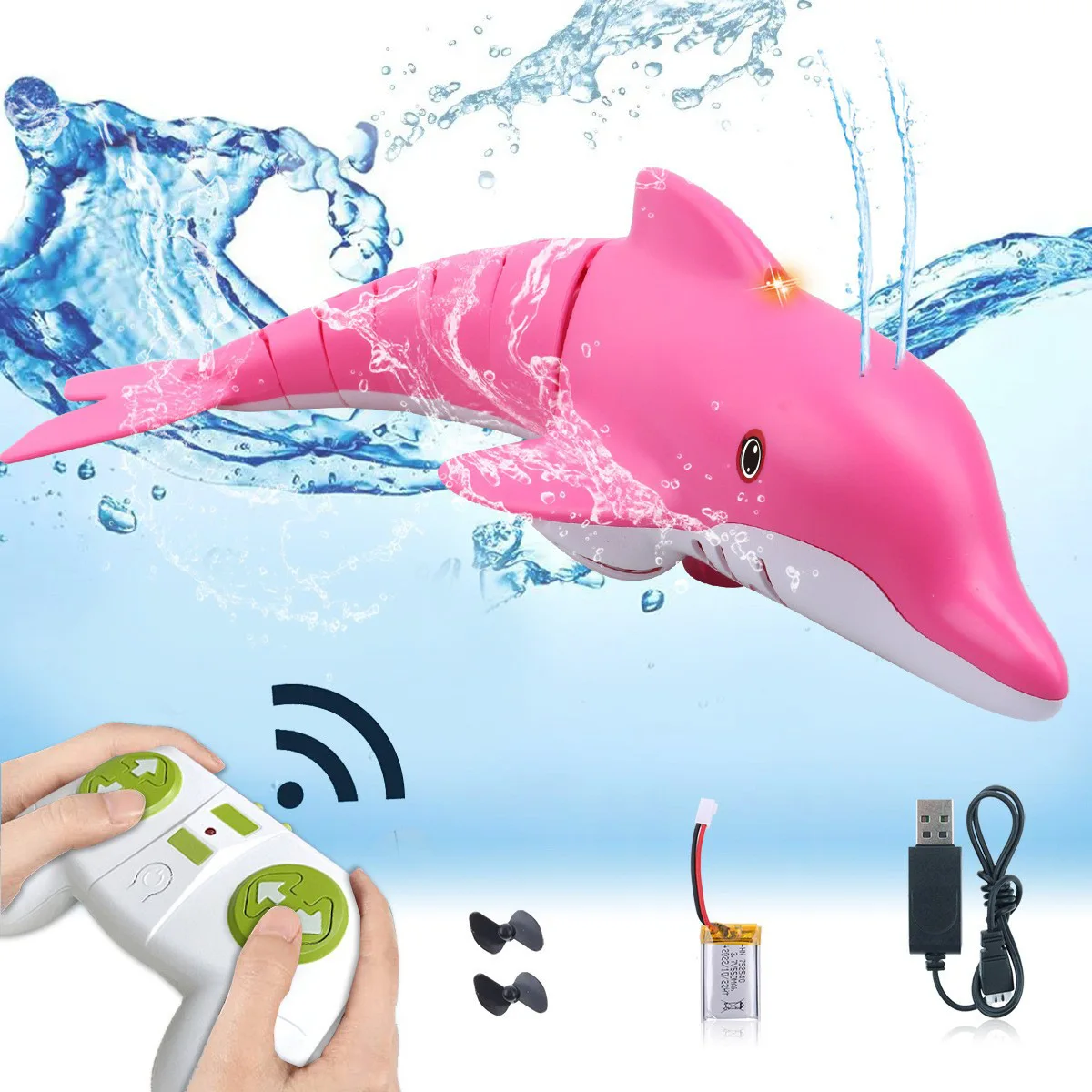 RC Boat Electronic Robot Dolphin Spray Water Remote Control Fish Electric Animal Pet Funny Swimming in Pool Toy Kids Gift