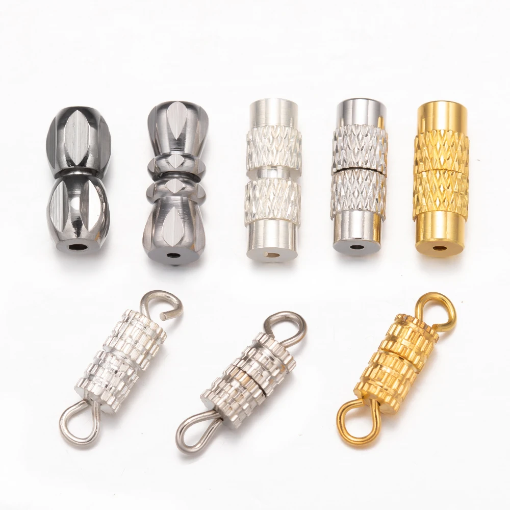 20pcs 4x12mm Cylinder Fasteners Buckles Closed Beading End Screw Clasps For DIY Jewelry Making Bracelet Necklace Connector Charm