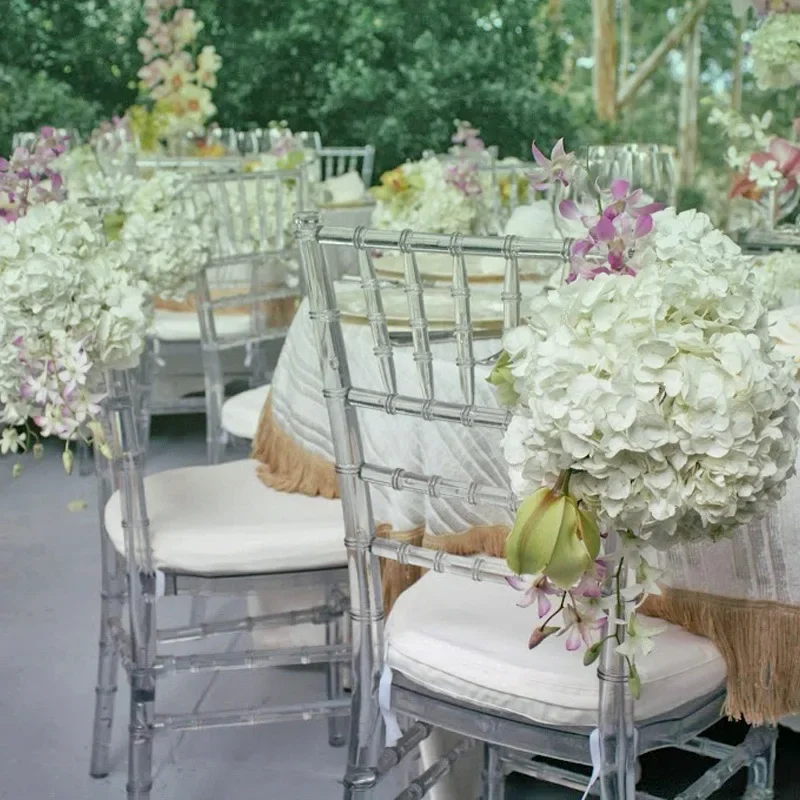 2PCS Transparent Acrylic Chiavari Chairs For Wedding Party Plastic Crystal Dining Chair Set Event Arrangement Furniture