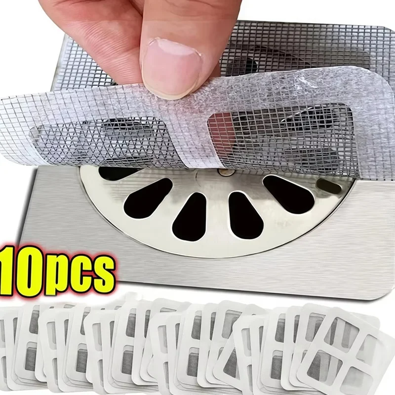 10-20 PCS Shower Drain Hair Catcher Disposable Mesh Floor Drain Sticker Sink Strainer Filter Cover For Bathroom Kitchen Bathtub