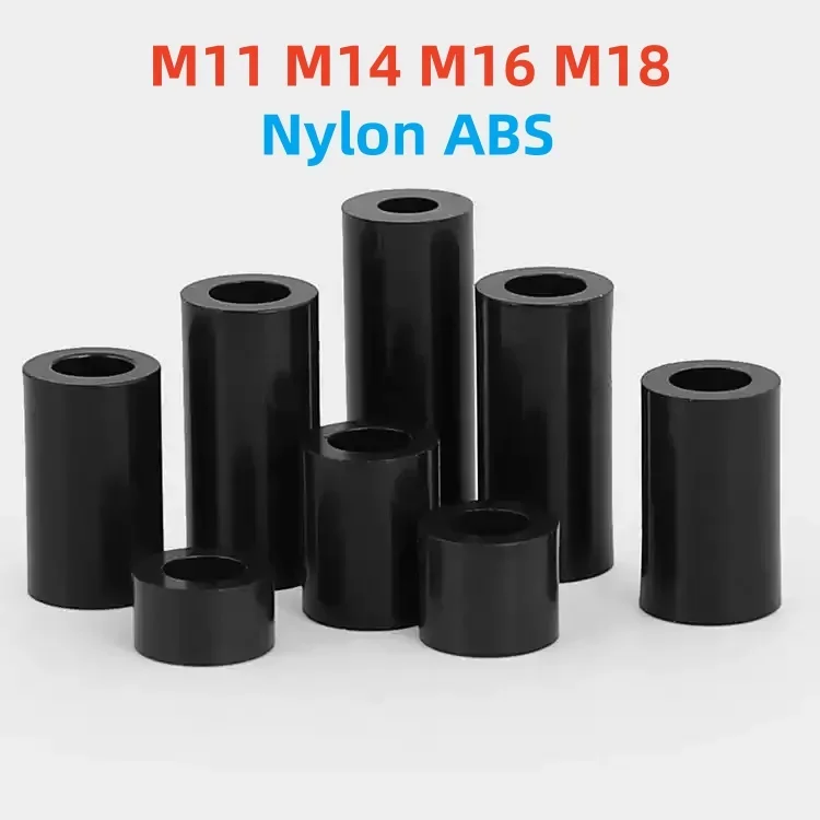 M11 M14 M16 M18 Black Abs Non-threaded Hollowed Nylon Spacer Round Hollow Standoff Washer PCB Board Screw