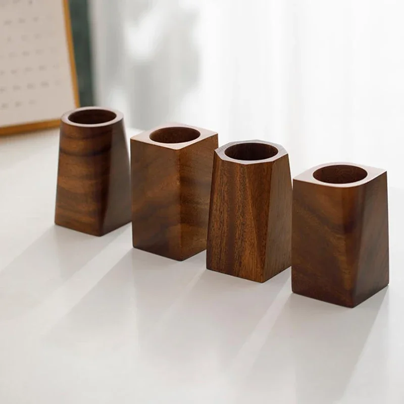 Black Walnut Pen Holder Polishing Design Desktop Storage Supplies Wooden Desk Accessories Pen Storage Box Walnut Pen Holder