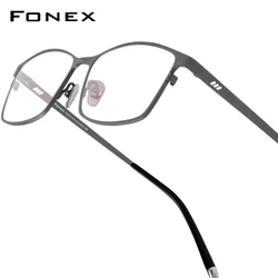 FONEX Pure Titanium Glasses Frame Men Brand Design Square Eyewear Japanese High-end Quality Ultralight Eyeglasses Frames 8505