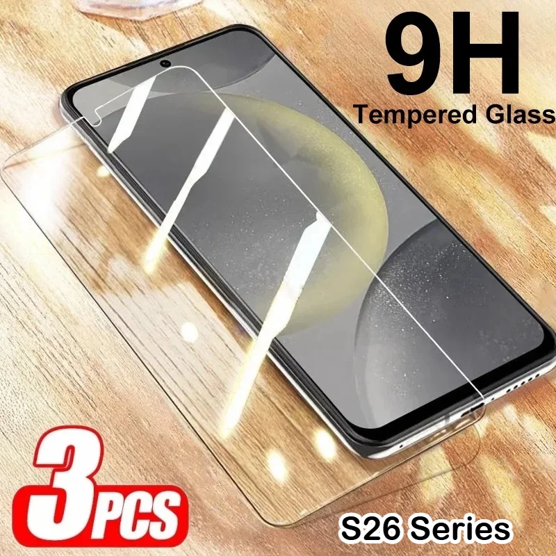 9H HD klare gehärtete Glasfolie für Samsung Galaxy S26 Pro S25 Edge S24Plus FE Ultra Displayschutzfolie, unterstützt Fingerabdruck-Entsperrung