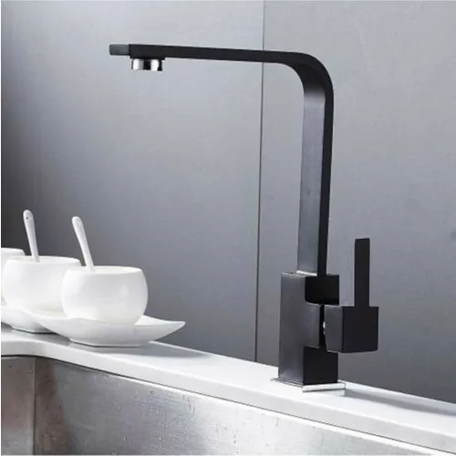 Mayaglory London Series Black Kitchen Sink Faucet Square Battery 100 Brass