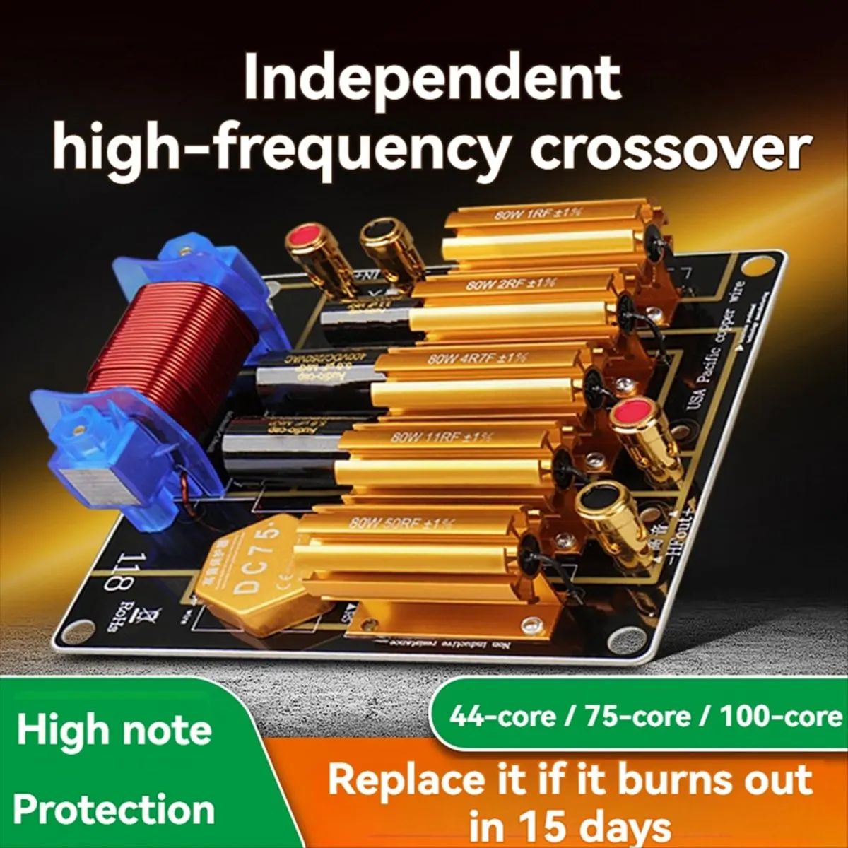☶❈＊♥AC1430-500W Single Tweeter Speaker Frequency Divider Audio Speaker Crossover 1900HZ Stage Home Theater Audio Crossover Filte