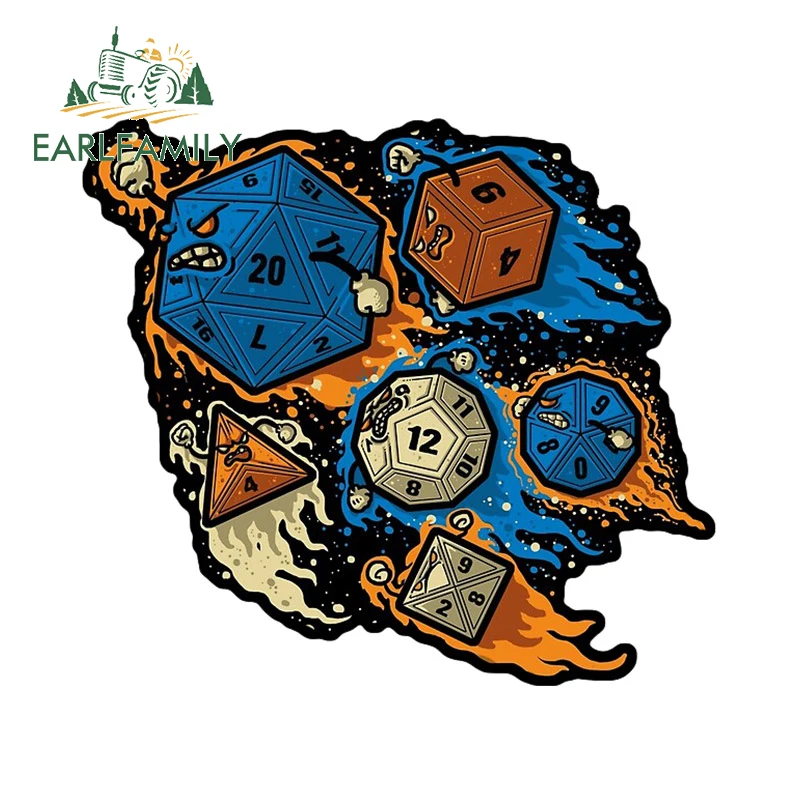 EARLFAMILY 13cm x 11.7cm for DND Dungeons & Dragons Dice Game Car Stickers Waterproof Simple Decals Car Door Protector Funny