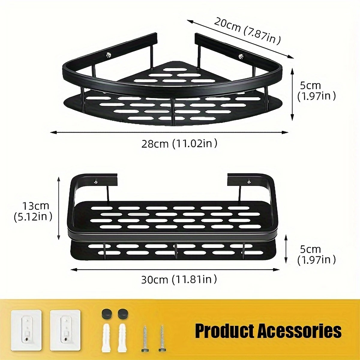 Étagère de salle de bain Pas de perceuse Étagère Douche Étagère de rangement Se maquiller Organisateur de stockage Alliage d'aluminium Support à shampoing Accessoires de salle de bain