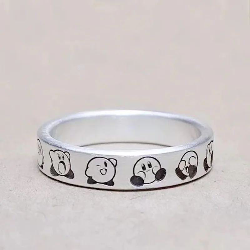 Kirby Cartoon Creative Metal Rings Women Anime Stainless Steel Adjustable Open Rings Jewelry Accessories Cute Girls Party Gift