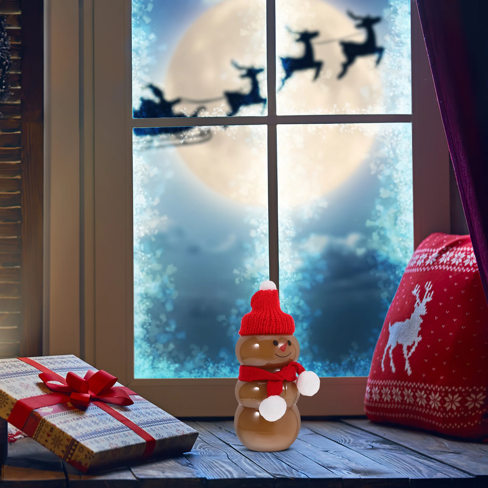 

6 Sets Scarf Snowman Bottle Reusable Juice Bottles Knitting Holiday Plastic Cups