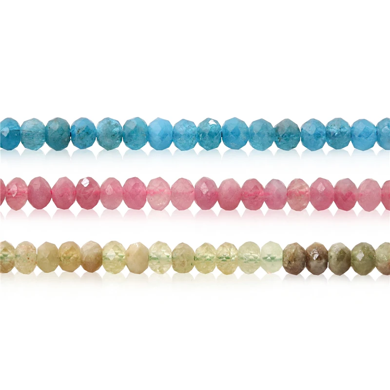 

Natural Stone Amazonite Sunstone Kunzite Apatite Garnet Faceted Abacus Beads Size 2x3 3x4MM For Jewelry Making DIY Bracelet