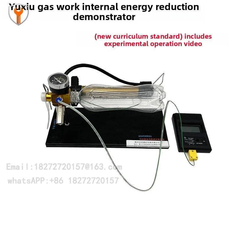 Experimental study on the thermodynamic laws of a demonstrator for reducing the internal energy of gas during work