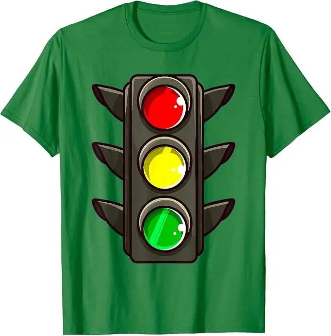 Traffic Light Halloween Costume Stop Go Green Yellow Red T-Shirt Y2k Halloween Party Cosplay Aesthetic Clothes Soft Cotton Tee