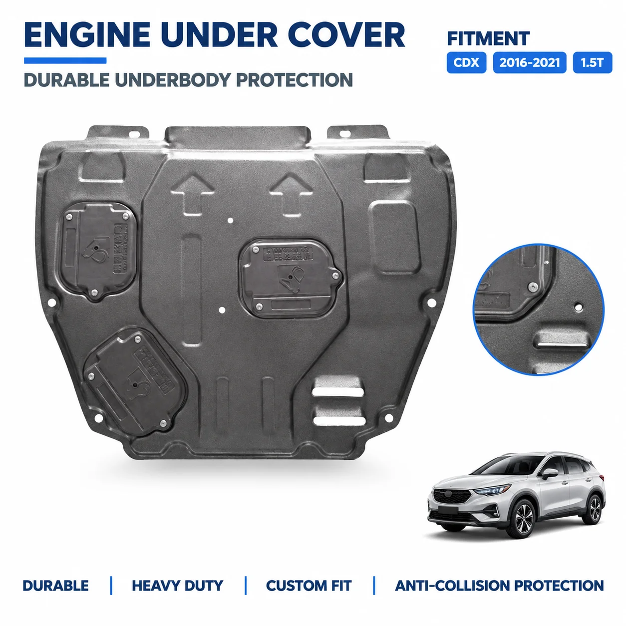 For Acura CDX 2016-2021 Custom Fit Engine Skid Plate Heavy Duty Anti Collision Design Secure Fitment Road Debris Defense