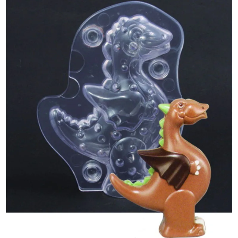 3D Little Dinosaur Fire-breathing Drag Transparent Chocolate Mold Kitchen Baking Cake Decoration Mould Tools DIY Cleaning Candy