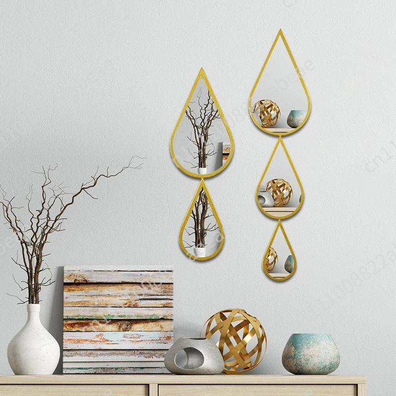 New Water Drop shaped Decorative Mirror Home Living Room Set Wall Hanging Decorative Mirror Luxury Combination Decorative Mirror