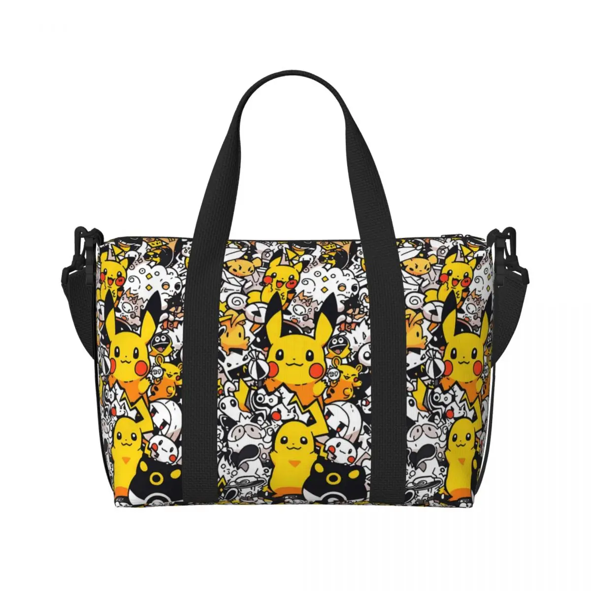 

Custom P-Pikachus Cute Printed Tote Bag Women Large Capacity Thunderbolt Beach Gym Travel Bags