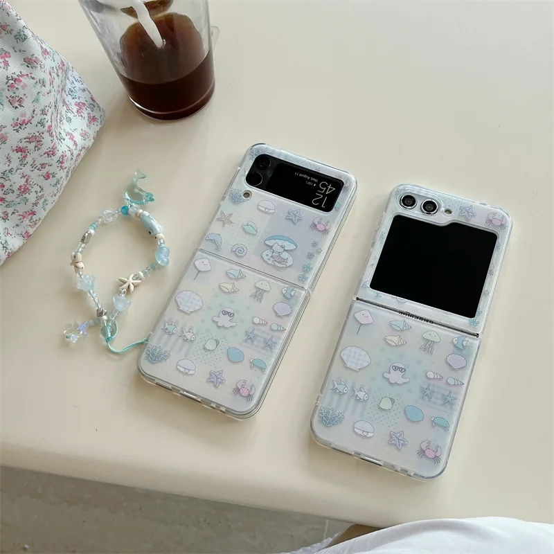 

Cartoon Marine Organism Phone Case For Samsung Galaxy Z Flip 7 6 5 4 Protective Back Cover For ZFlip5 ZFlip6 ZFlip7 Case Shell