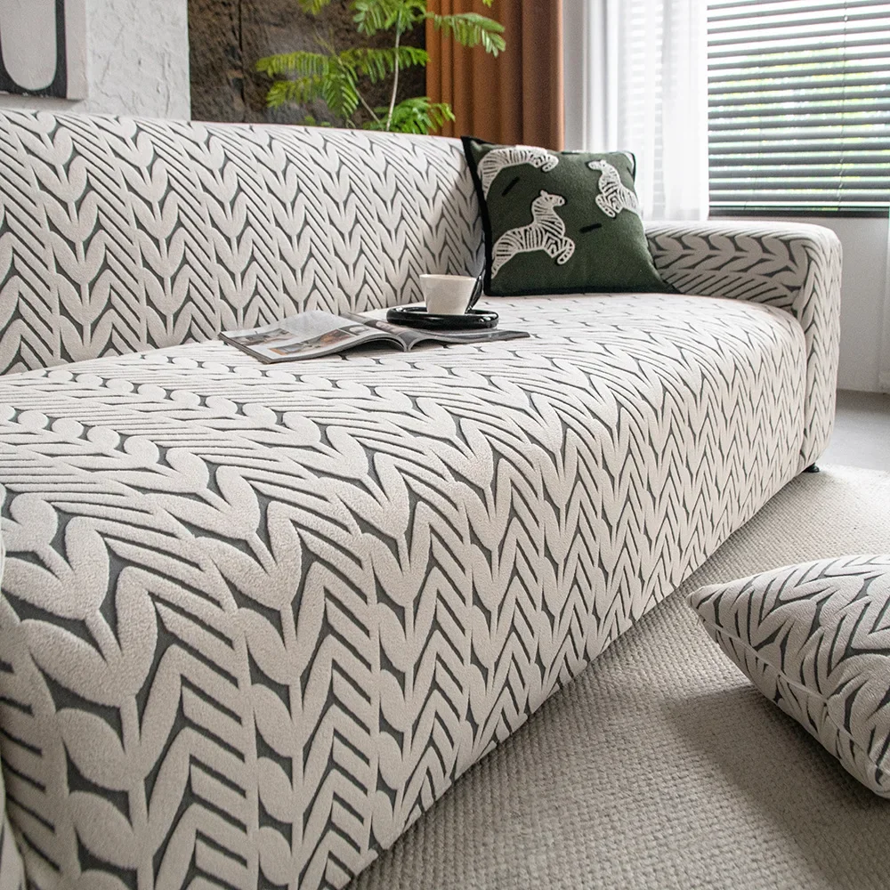 Adjustable Elastic Sofa Cover with Skirt Armchair Protector Corner L Shape Leaves Slipcovers Couch Covers 1/2/3/4/5 Seater