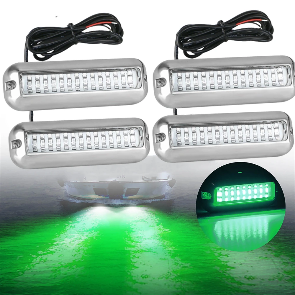 Luz subacuática de 4 piezas para barco, luces de 42 LED, luz de popa marina, RVS, luces de navegación para yate para barcos