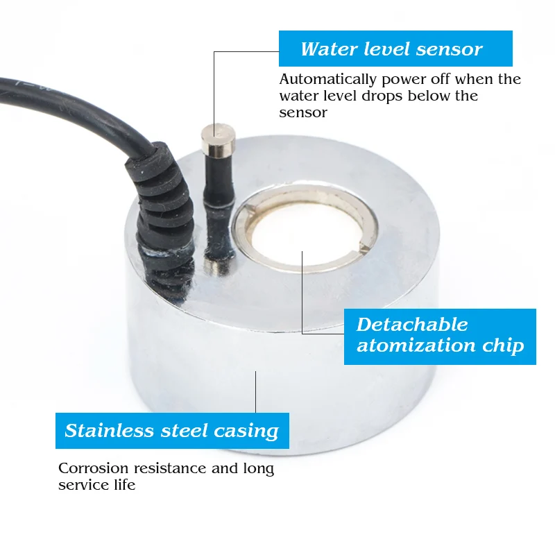 Humidificador ultrasónico de 24V de CC, fabricante de niebla, nebulizador, fuente de agua, cabezal atomizador de estanque, humidificador de aire,