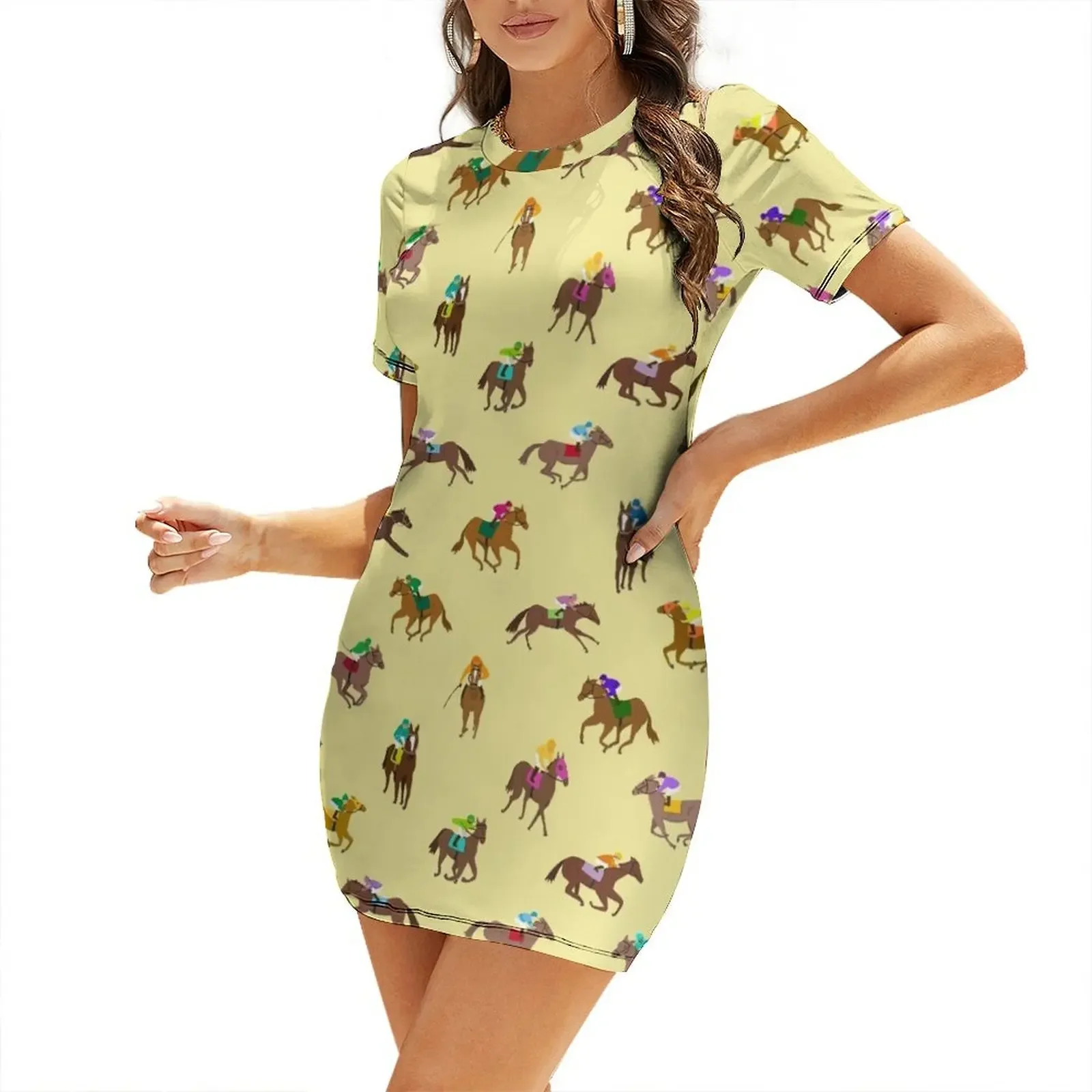 

To The Horse Races (Yellow) Short-Sleeved Dress Elegant gowns party dress women elegant luxury Dress