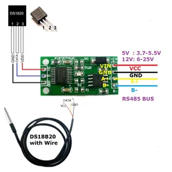 DS18B20 RS485 TTL232 TTL Com UART sensore di acquisizione della temperatura Modbus RTU porta seriale acquisizione remota per Arduiuo PC PLC