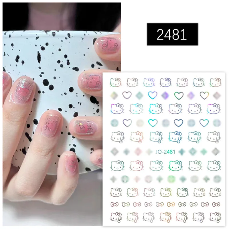 Nail Sticker Cute Cartoon Hellos Kittys Stars Caring Kitten Back Glue Nail Decals Girls Diy Nail Accessories Children\'s Toys