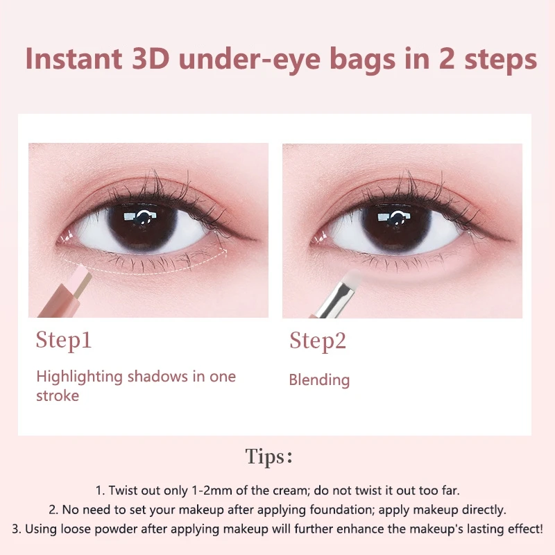 2 w 1 Dwukolorowy Konturówka pod Oczy Rozświetlający Higgliter Nude Różowy Cień w Sztyfcie Aegyo Sal Cień do Powiek Efekt Jedwabnego Jedwabnika Makijaż Rzęs