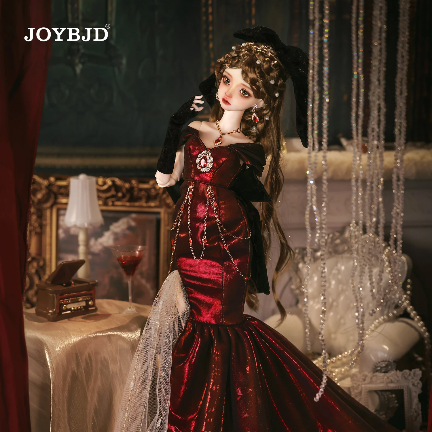 Joybjd 1/4 Beeno BJD Full Set E Princess in Red Mermaid Dress Resin Art Toy Ball-Jointed Doll view 4