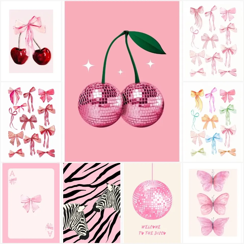

Coquette Pink Disco Cherry Puzzle, Girly Room Decor personalized puzzle Home Leisure Entertainment