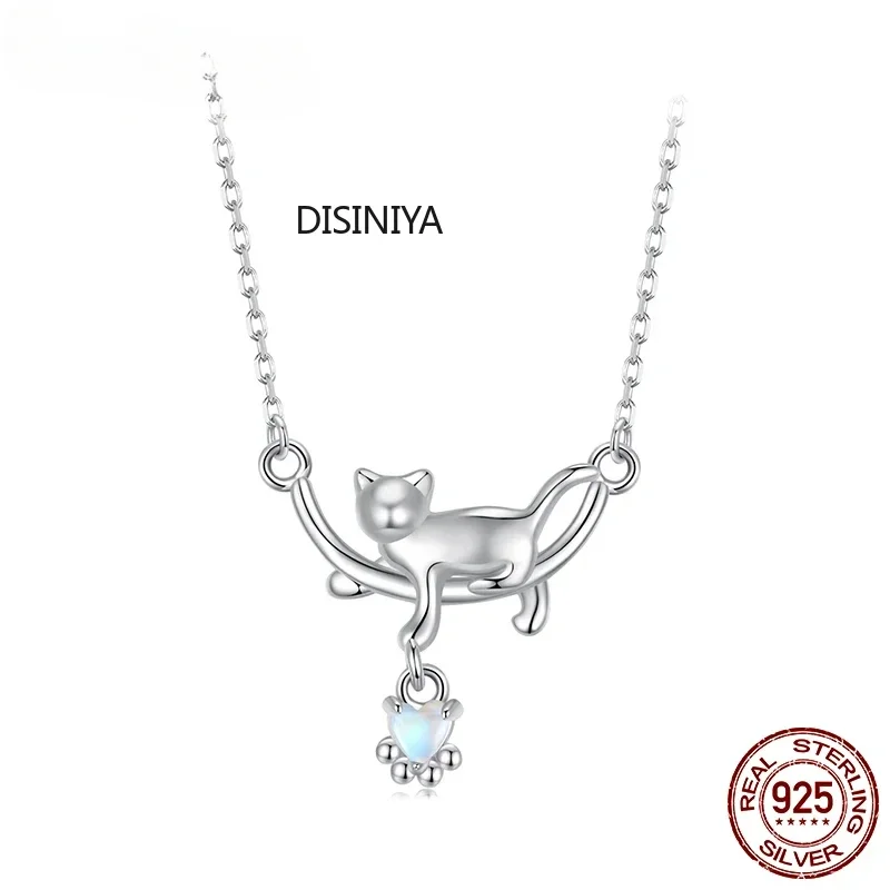 925 Sterling Silver Cat Necklace for Women - Cat Jewelry Gifts for Cat Lovers Fashion Birthday Graduation Gift SCN533