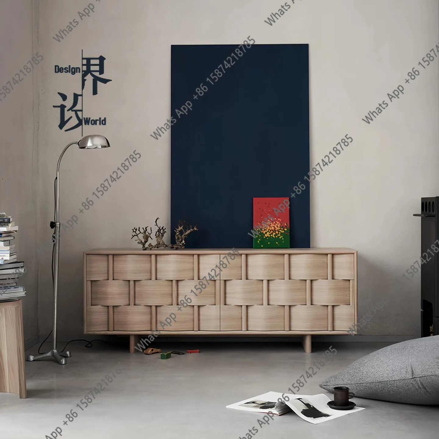 N69 Furniture Wabi Sanfeng B & B Small apartment Household entrance front door Entrance cabinet Solid wood dining side cabinet