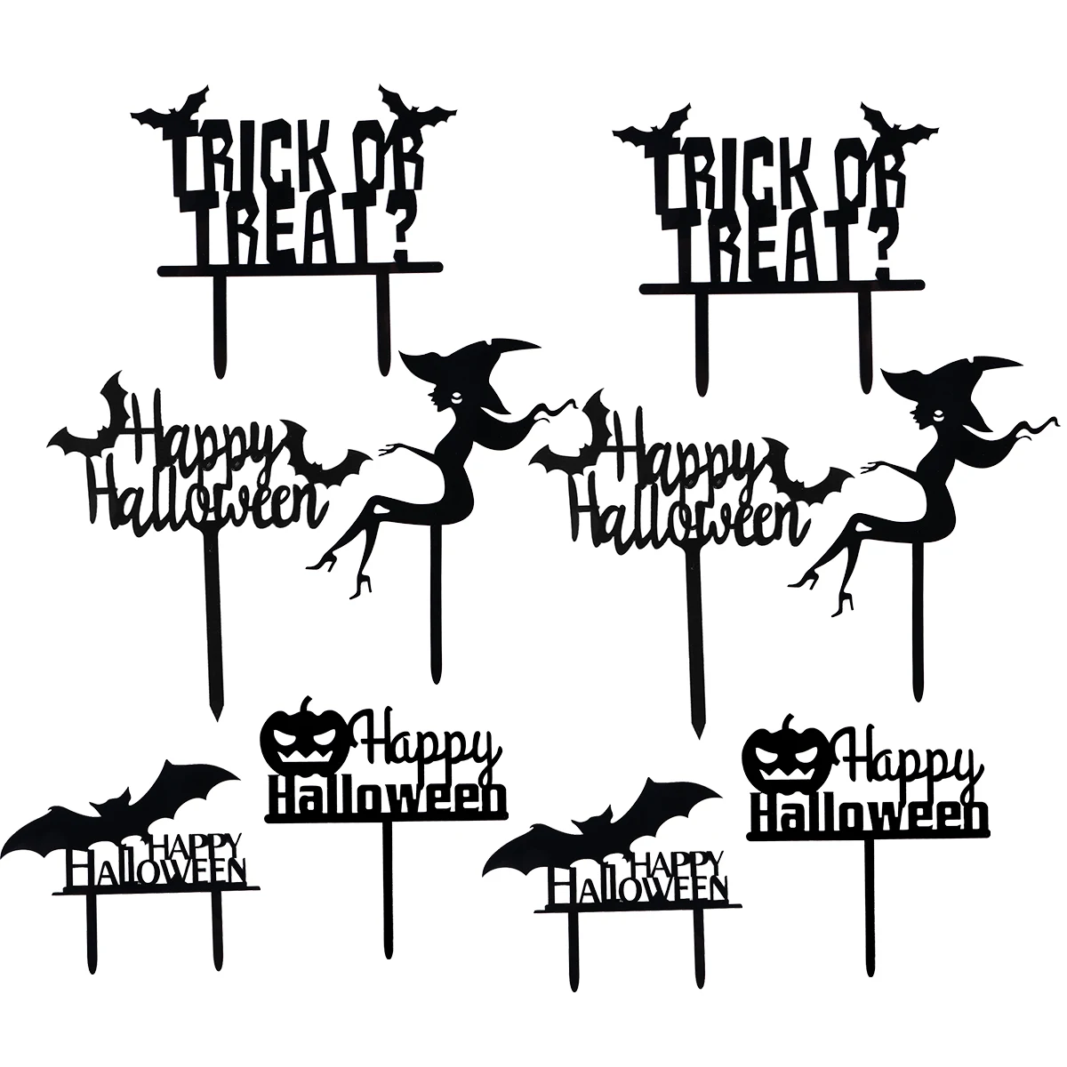 

10 Pcs Acrylic Cake Topper Halloween Style Safe Decoration Cupcakes Dessert Picks Party Supplies Pumpkin Insert Cards Cake Decor