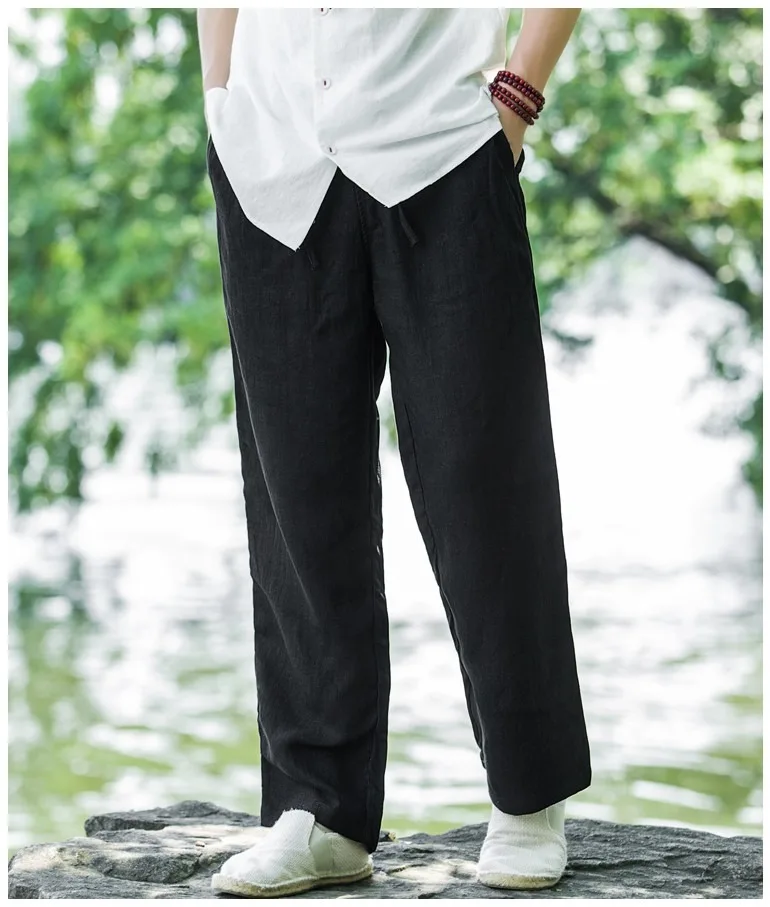 

Men's Summer Thin Cotton Linen Wide Leg Casual Long Pants Loose Straight Large Size Faionable Urban Sle Qui Dry No Ironing