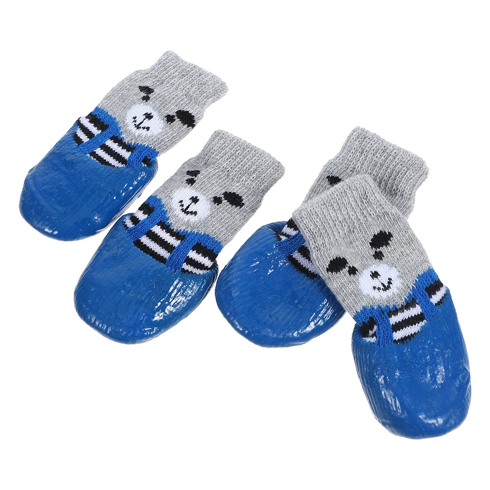 

4Pcs Waterproof Pet Socks Anti Slip Cotton Cartoon Pattern Comfortable Breathable Dog Paws Protectors M Socks for Dog