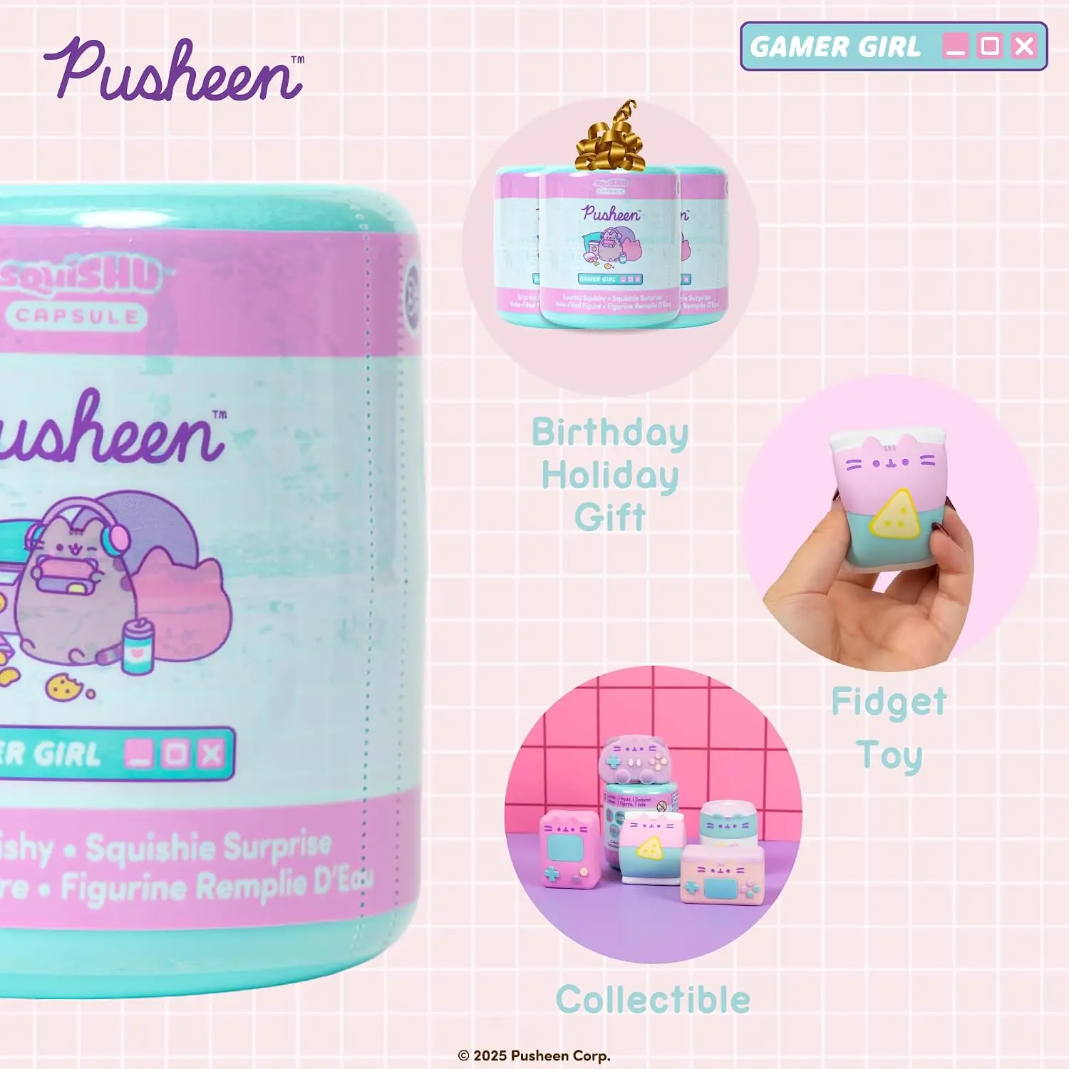 SquiSHU Capsule Pusheen the Cat Series 7: Gamer Girl Squishy - 5 Pc.