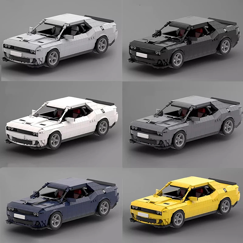 

MOC Технический автомобиль Dodgeed Challenger Hellcat Racing Sports Car Наборы креативных экспертных транспортных средств Модель Строительные блоки Детские игрушки Подарок