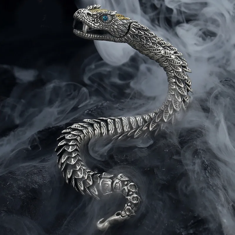 Bracelet Dragon Intelligent Tridimensionnel pour Homme, Fait à la Main, Personnalité Dominatrice, Style Rétro, Niveau de Collection