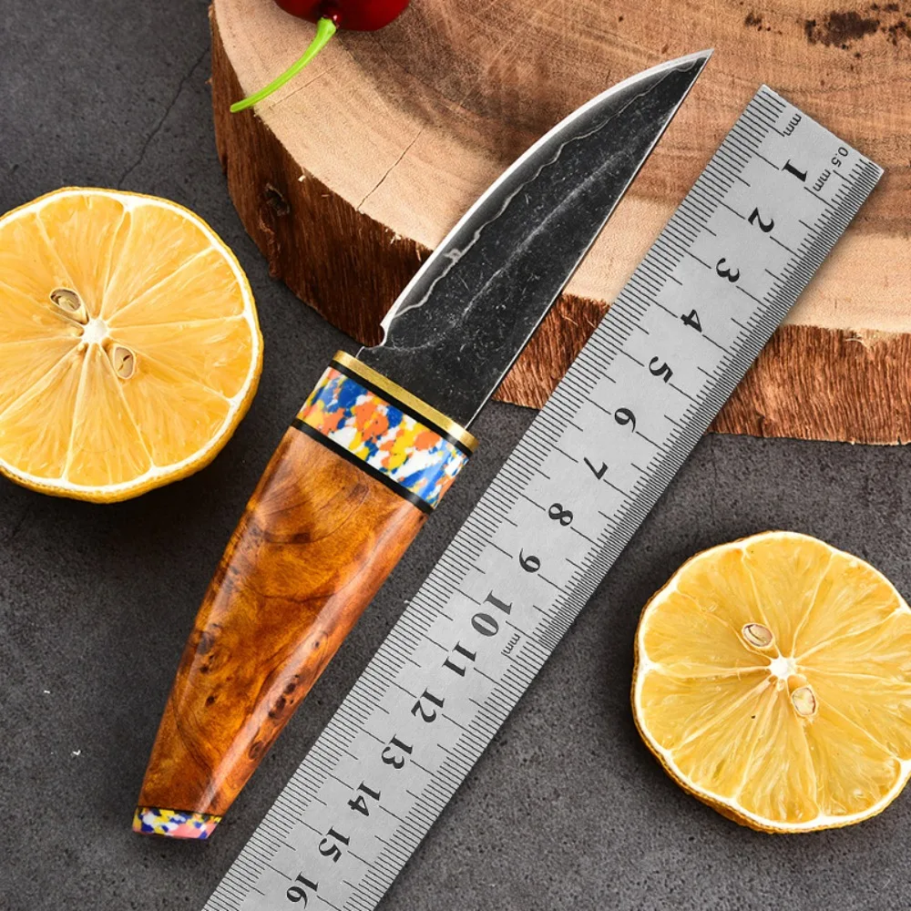 

Quality Kitchen Meat Cutting Fixed Blade Knife Composite Steel Blade Handle White Shadow Wood Knives Home Fruit Paring Knife